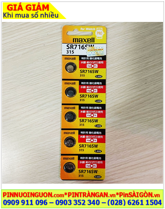 COMBO 01vỉ=5viên Pin đồng hồ 1.55v Silver Oxide MAXELL PRO SR716SW/315 chính hãng (Nhật) _Giá chỉ 125.000/vỉ